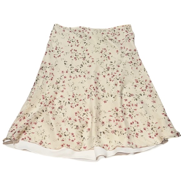 Vintage David Warren New York Floral 100% Silk Skirt Size 10P Cream Pink - Picture 7 of 7